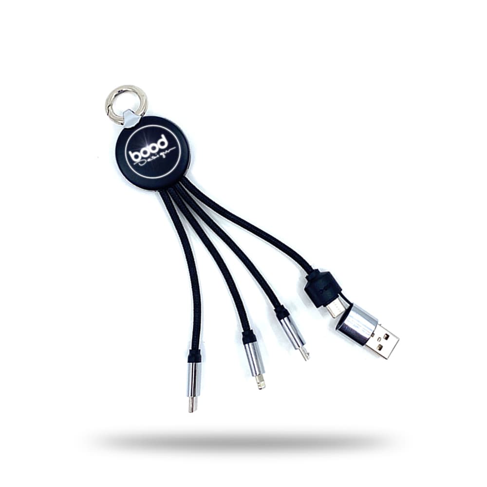 Type-C Uçlu LED Işıklı Çoklu Şarj Kablosu
